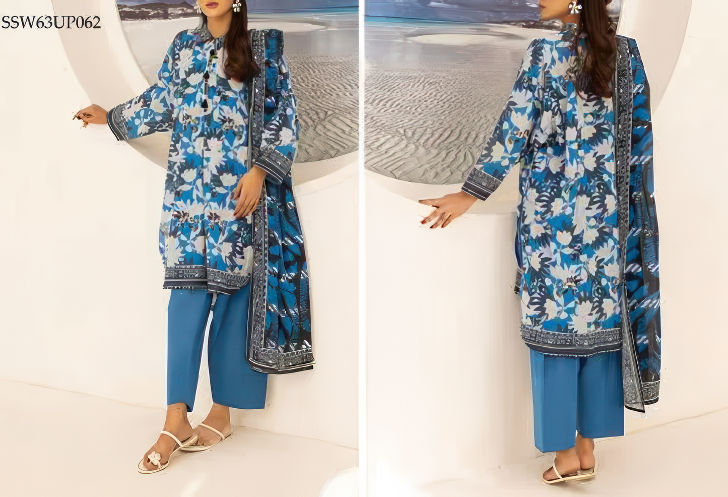 3 Pcs Women's Unstitched Digital Print Suit