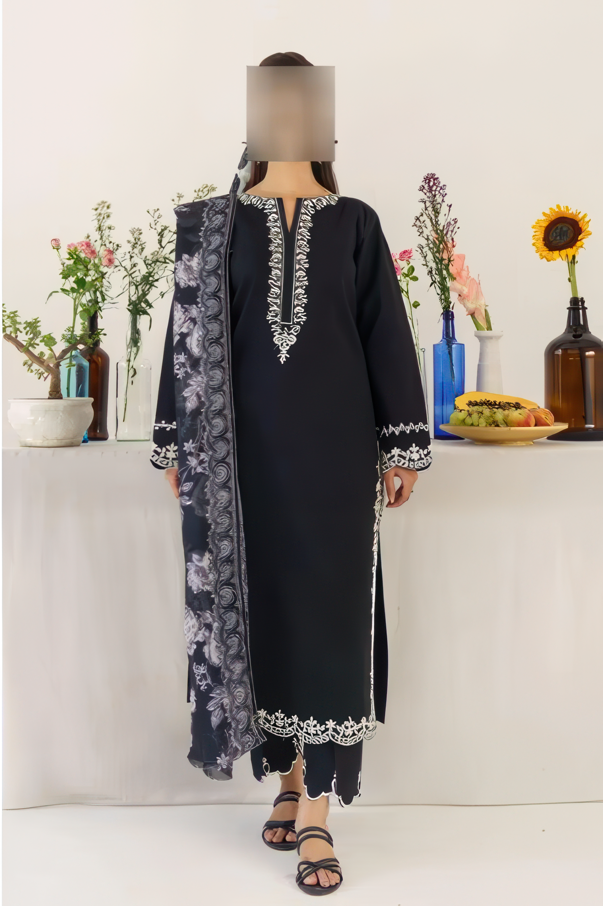 3 Pcs Women's Unstitched Embroidered Suit