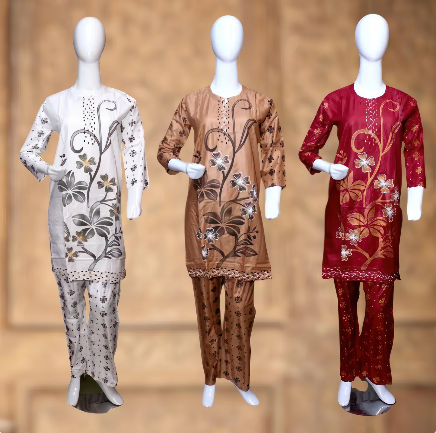 2 Pcs Women's Stitched Printed Shirt And Trouser