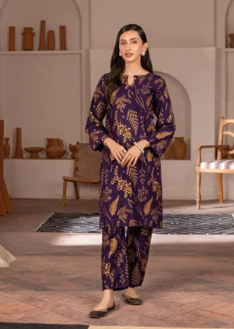 Stylish Women's Stitched Printed Shirt and Trouser Set, 2 Pcs, Arabic Linen
