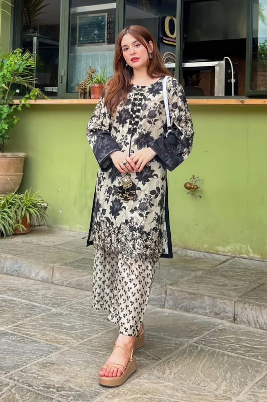 3 Pcs Women's Stitched Printed Suit