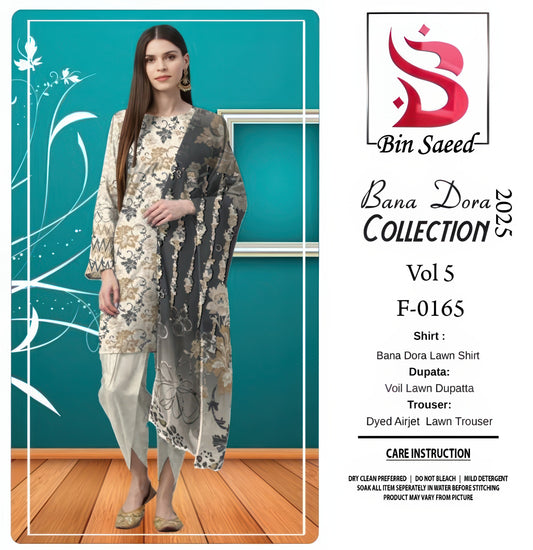 ✨ Binsaeed❤️ Bana Dora 3-piece Unstitched Suit Summer Lawn Collection