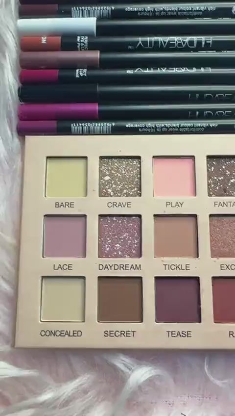 2 in 1 Makeup Deal: Lip Pencil & Eyeshadow Palette Set
